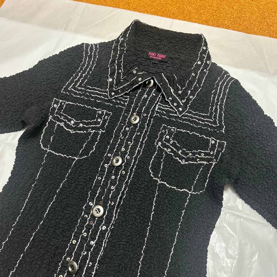ユキトリイ　YUKI TORI ジャケット　ブラウス Gプリーツ　黒