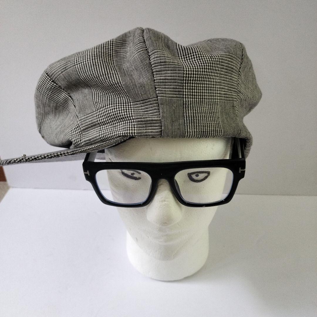 グレー系チェック ビッグアップル　キャスケット