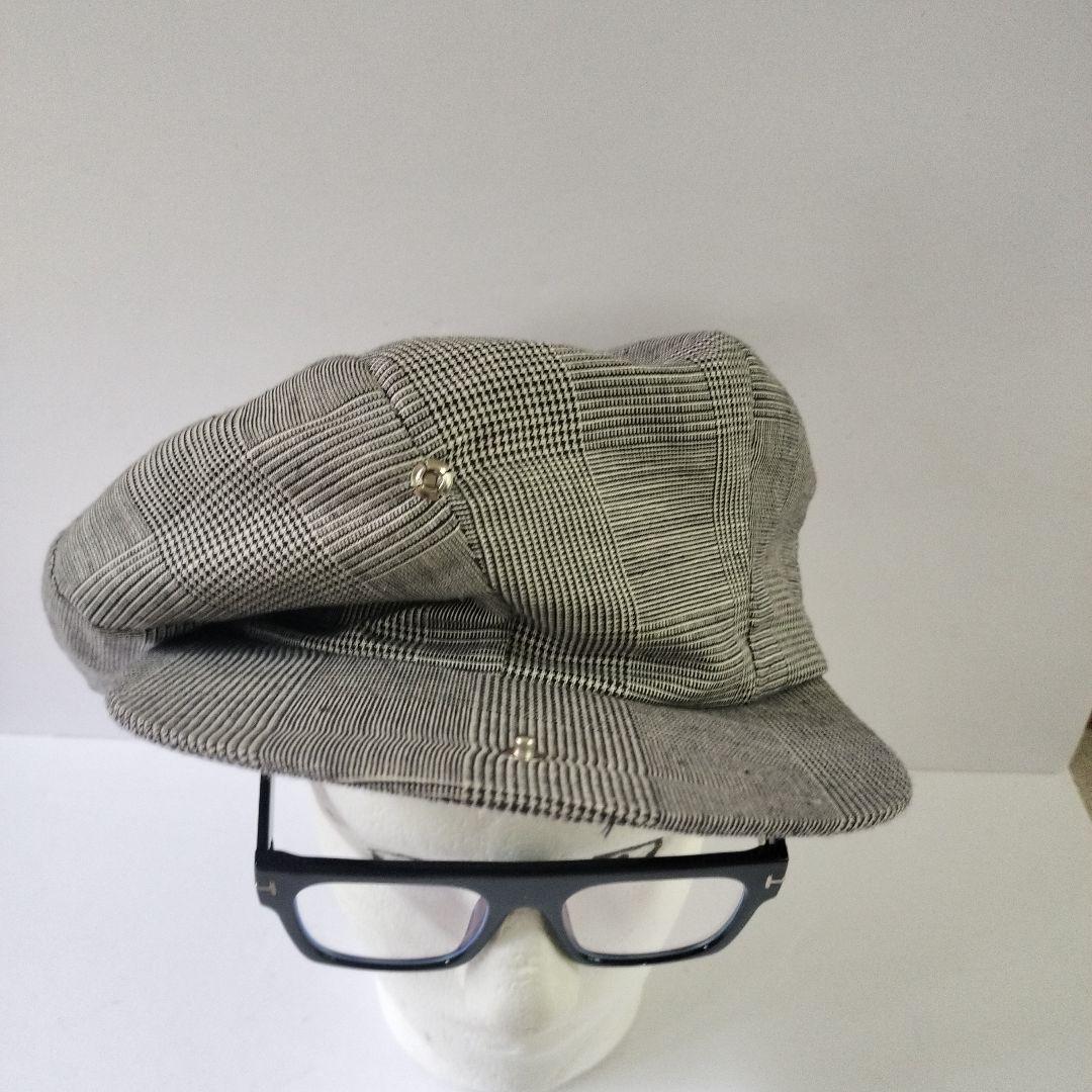 グレー系チェック ビッグアップル　キャスケット