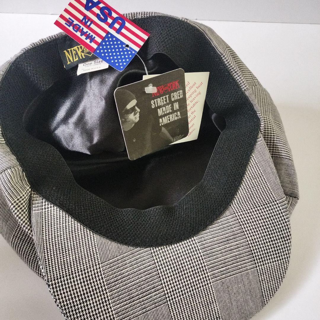 グレー系チェック ビッグアップル　キャスケット