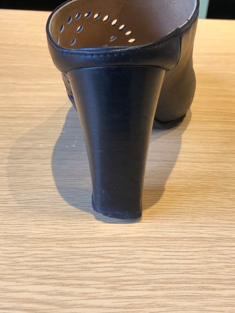 エルメス ミュール レザー ブラック サイズ35 エヴリン レディース ヒール