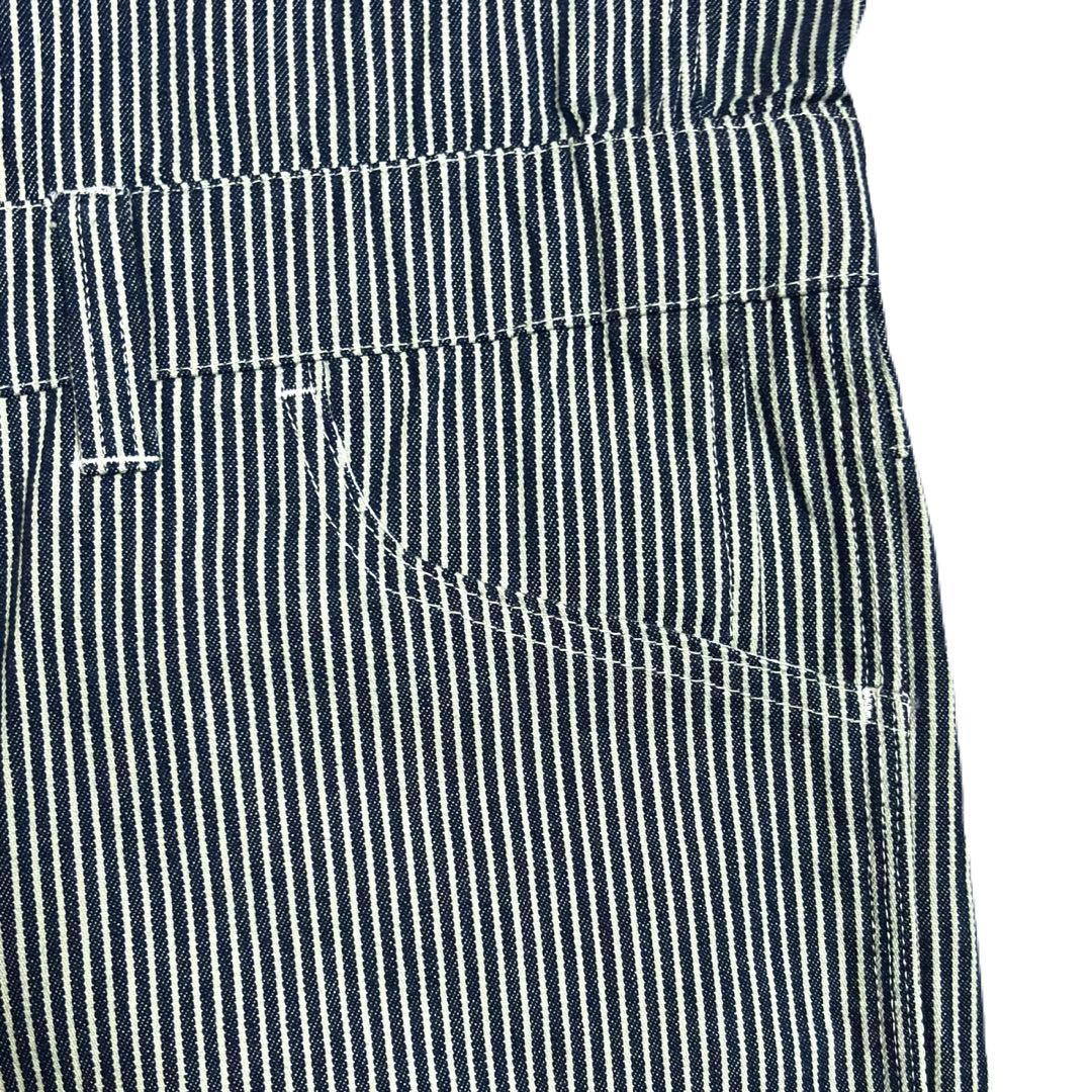 【超美品】STP（エスティーピー）刺繍ロゴ ヒッコリーカバーオール 長袖ツナギ