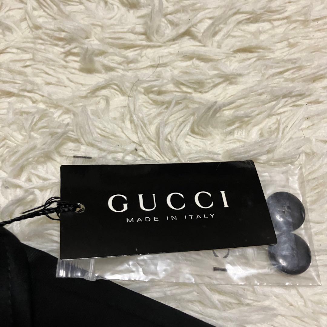 未使用　グッチ　ギャザー　デザイン　テーラード　ジャケット　ブラック