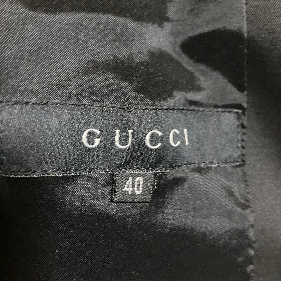 未使用　グッチ　ギャザー　デザイン　テーラード　ジャケット　ブラック