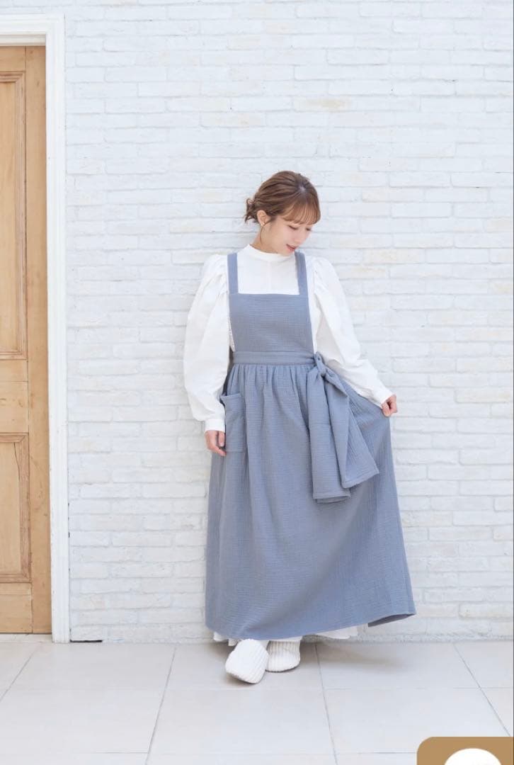 pasley 辻希美 コットンガーゼエプロン　グレー