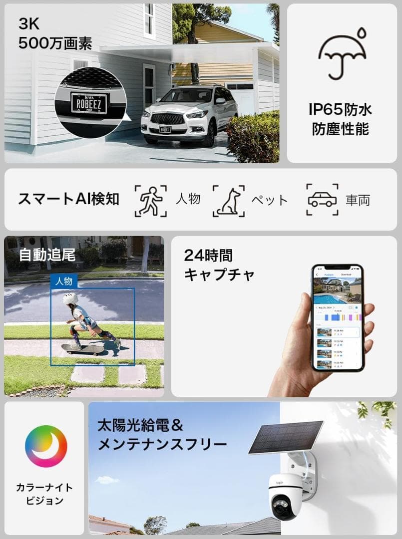 【新品・未開封】Tapo 防犯カメラ 3K500万画素 AI検知 C630KIT