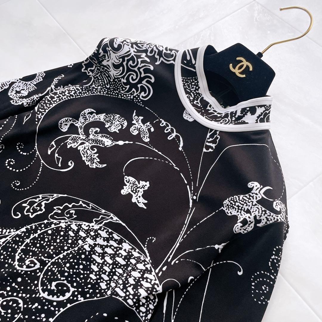 美品✨レオナール カットソー カンカン素材 トリム 花柄 ペイズリー 42