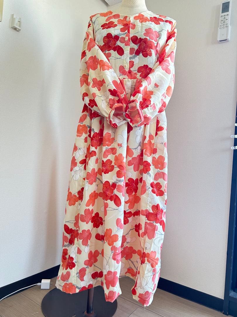 着物リメイク梅柄ワンピース