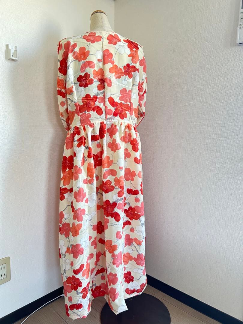 着物リメイク梅柄ワンピース