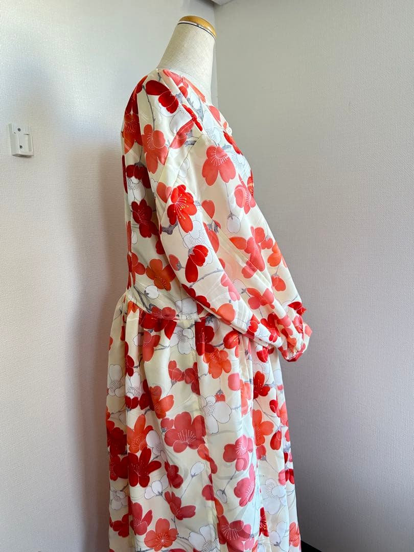 着物リメイク梅柄ワンピース