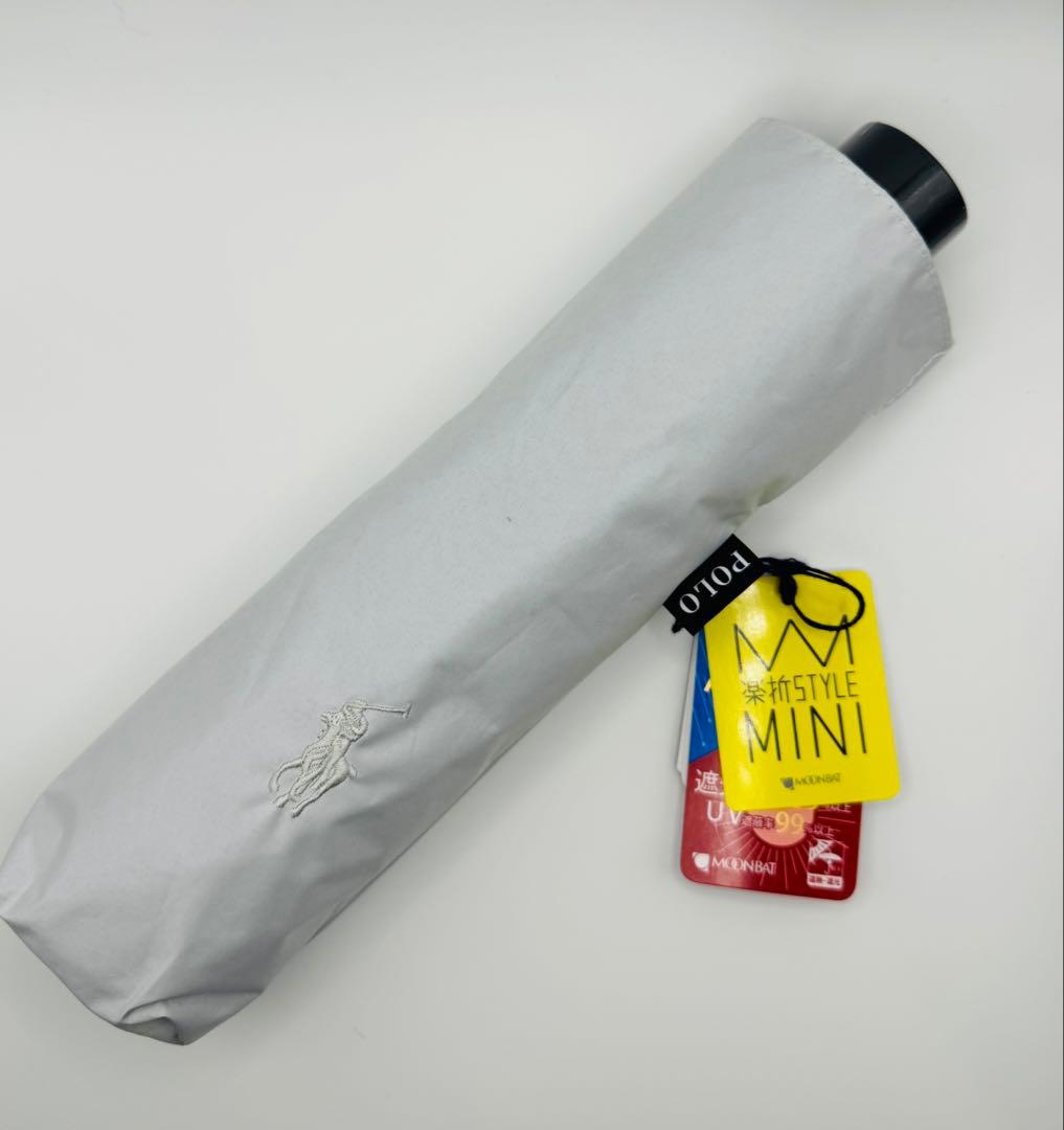 新品★ポロラルフローレン楽折★晴雨兼用★ 遮光 遮熱 UV ★ポロホース★グレー