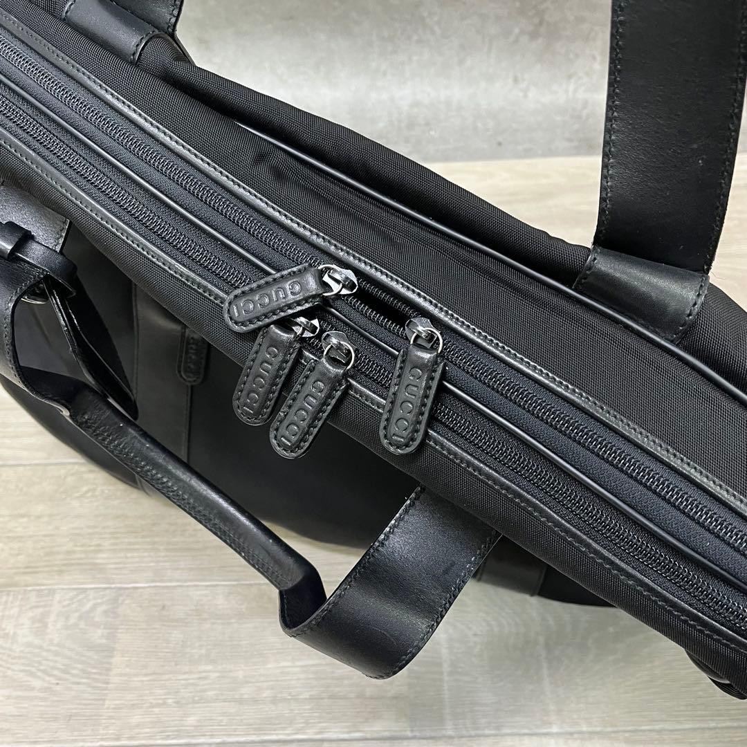 GUCCI グッチ 大容量 ボストンバッグ ナイロン レザー 2WAY ブラック