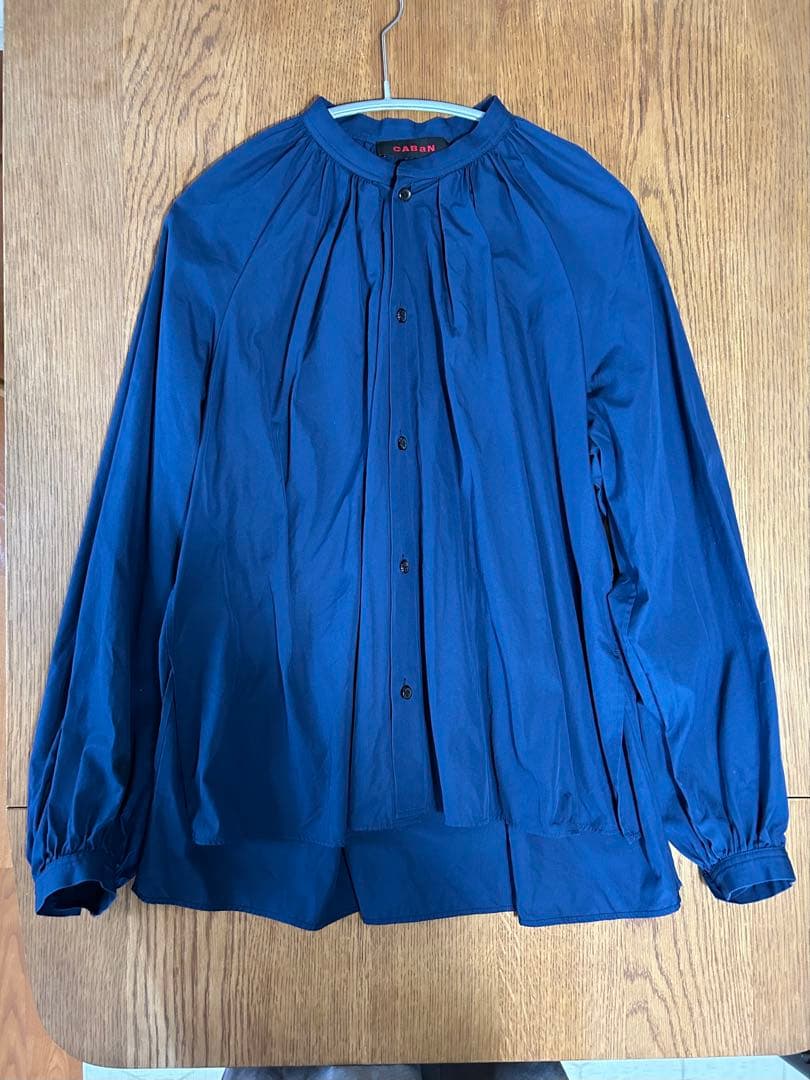 【美品】CABaN ハイカウントブロードギャザーブラウス
