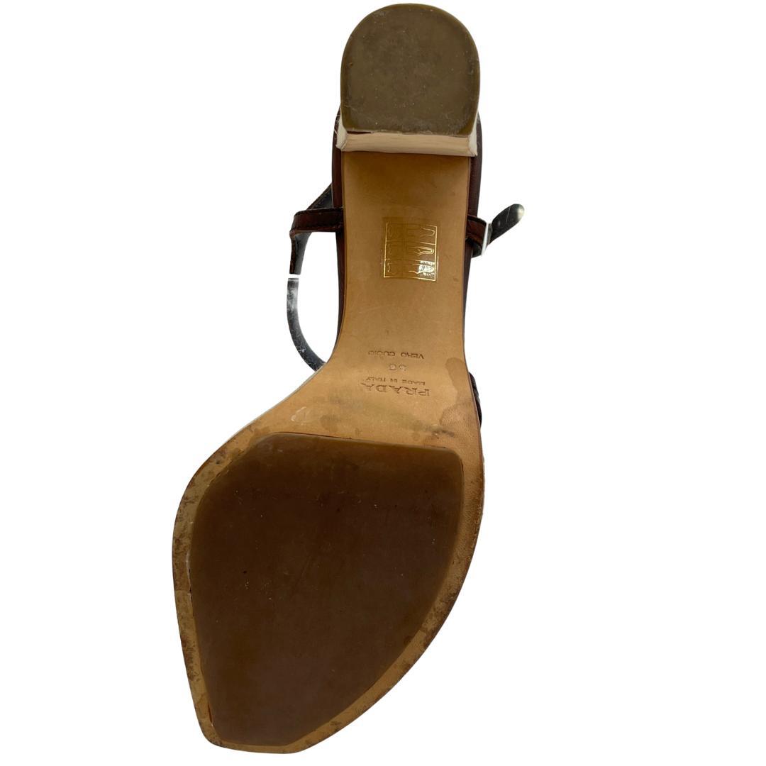 PRADA プラダ フラワーモチーフ サンダル ヒール　サイズ38　24cm