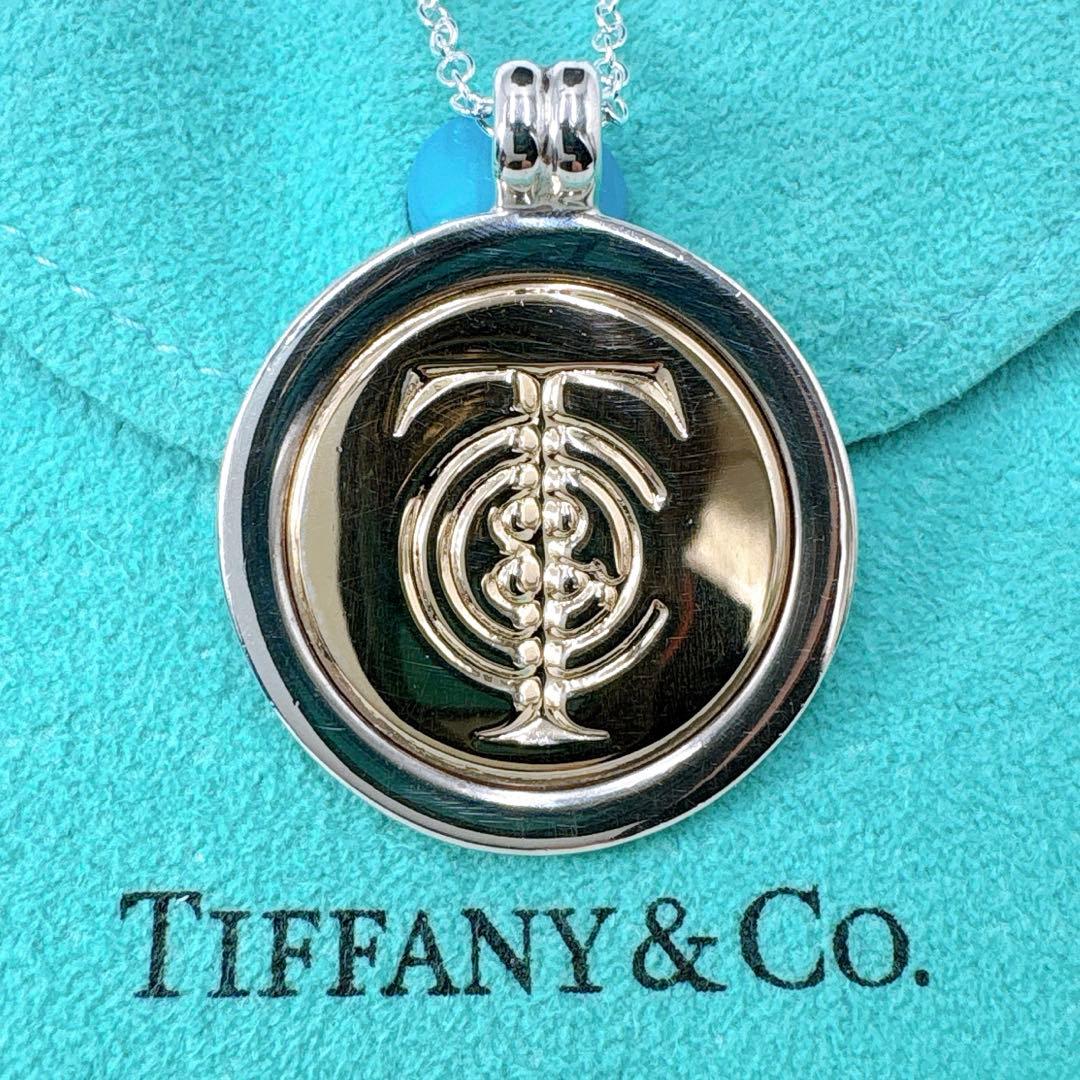極美品 オールドティファニー 旧ロゴ コンビ チェーン社外品 シルバー k18