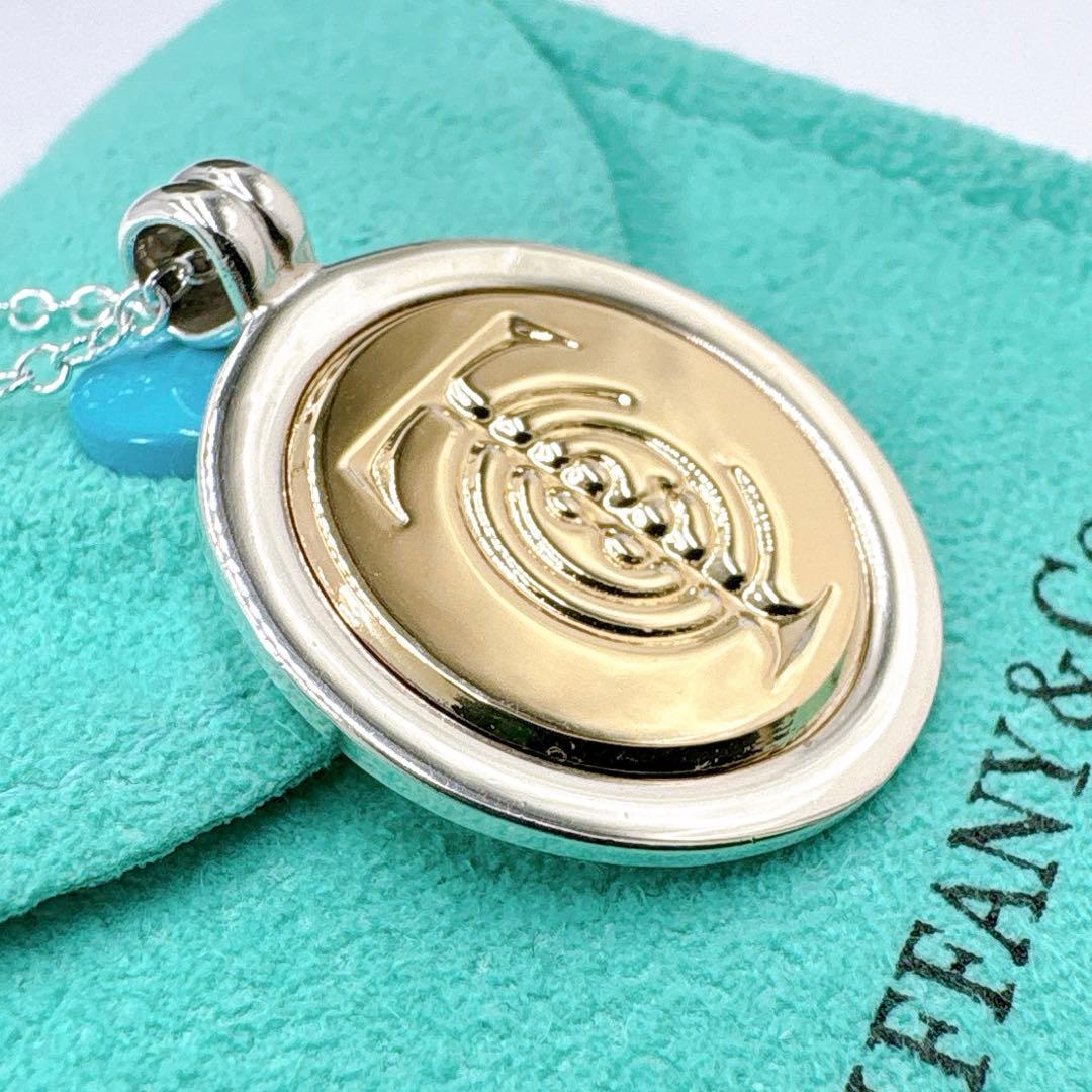 極美品 オールドティファニー 旧ロゴ コンビ チェーン社外品 シルバー k18