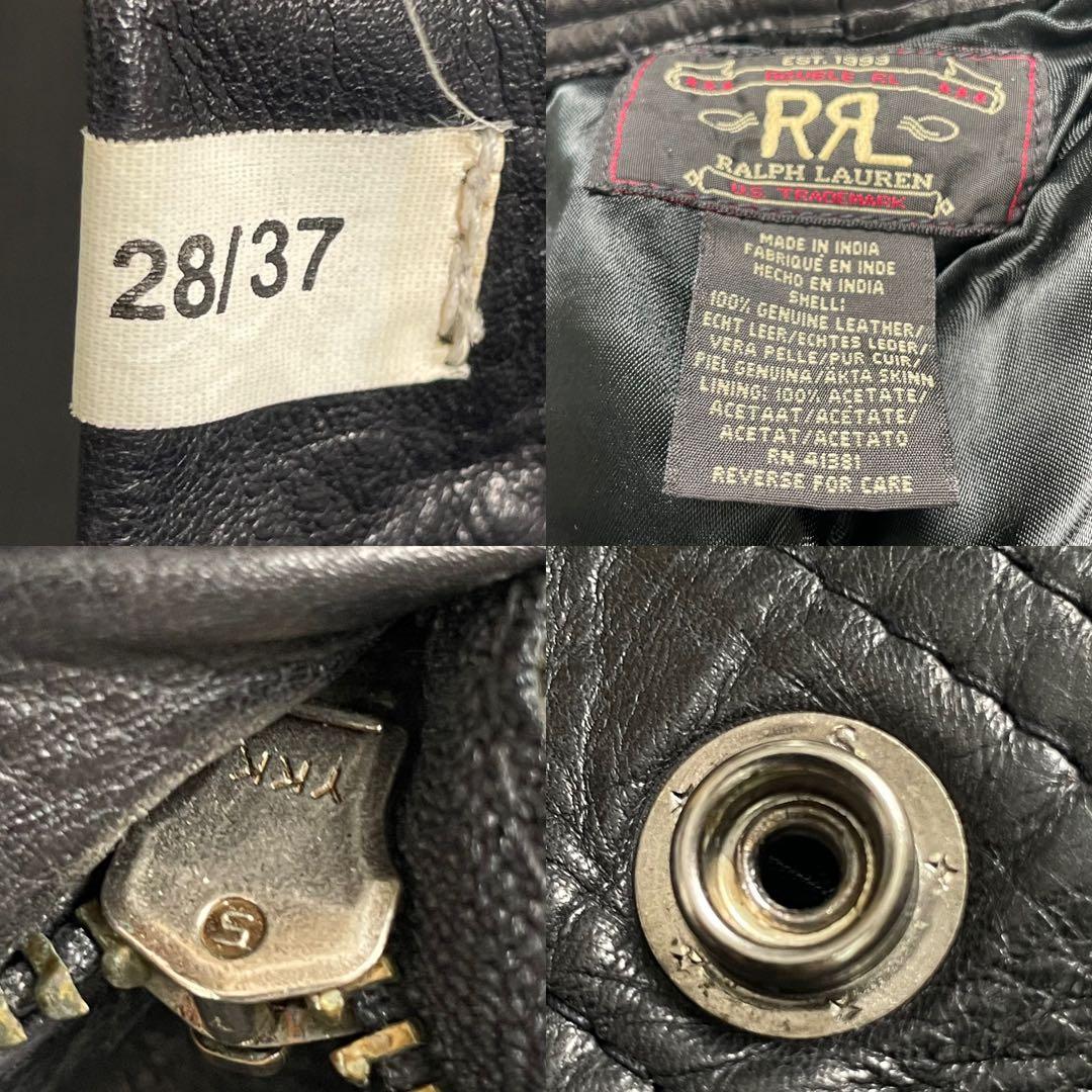 入手困難✨ RRL ダブルアールエル 三つ星 レザーパンツ バイク ブラック