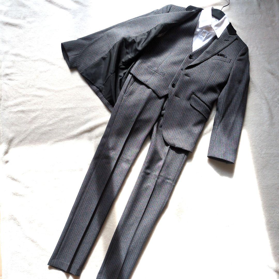 極美品 ワンダーファクトリー キッズフォーマル ストライプ グレー 卒業 入学