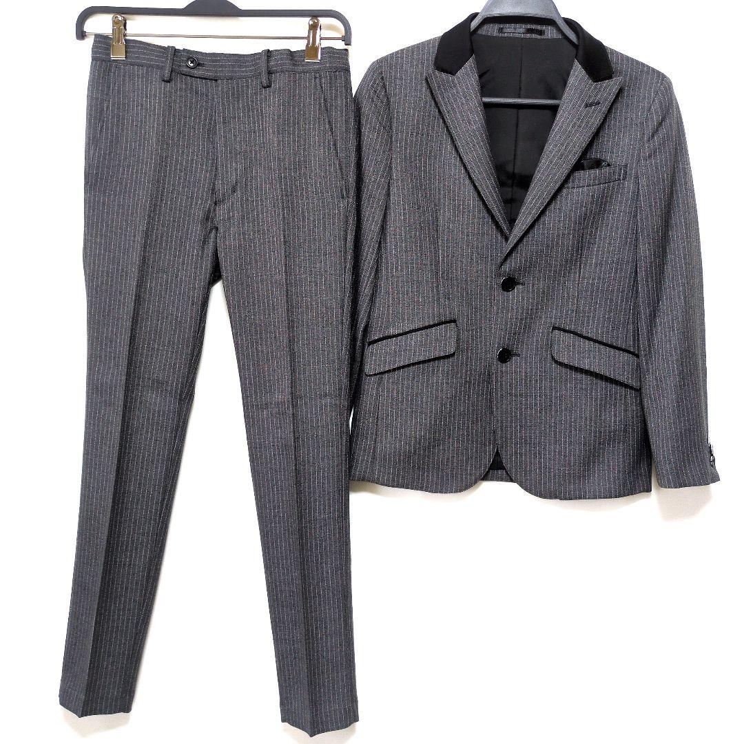 極美品 ワンダーファクトリー キッズフォーマル ストライプ グレー 卒業 入学