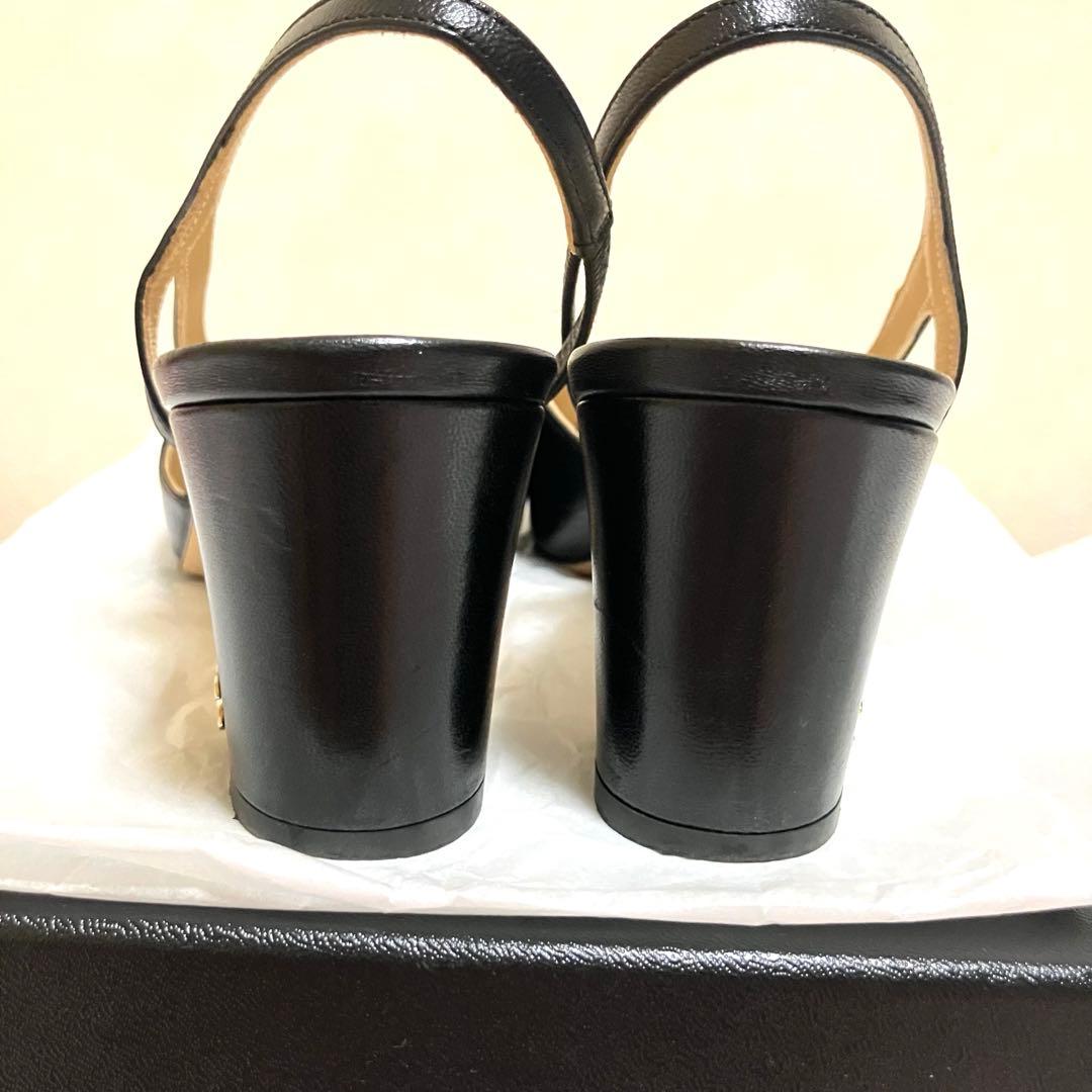 【美品】CHANEL シャネル スリングバック シューズ 38.5 ブラック