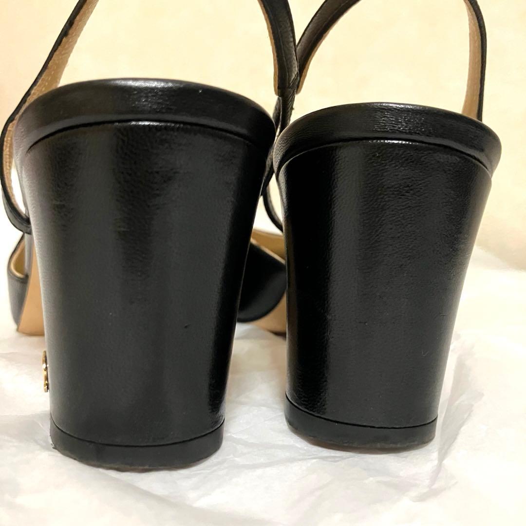 【美品】CHANEL シャネル スリングバック シューズ 38.5 ブラック