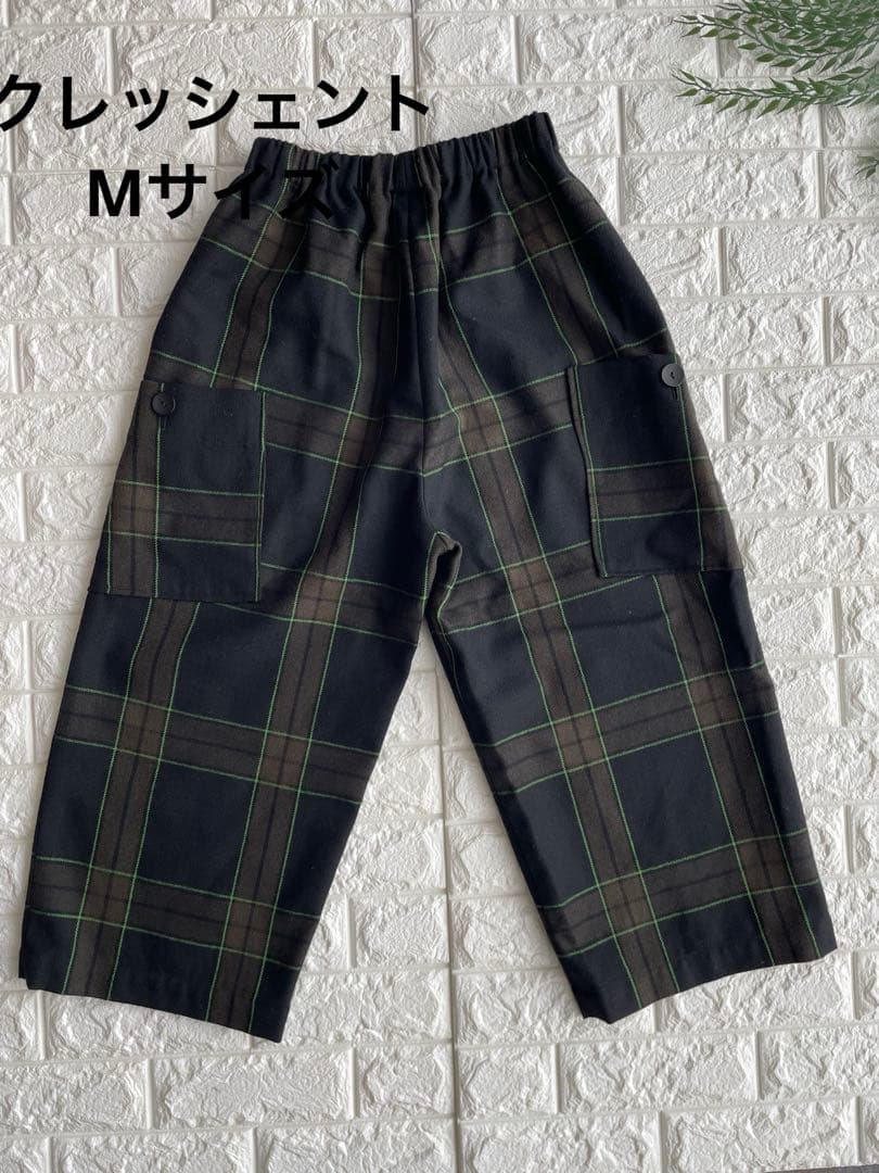 CRESCENクレッシェント　M チェック ワイド　ガウチョ　パンツ　ウール