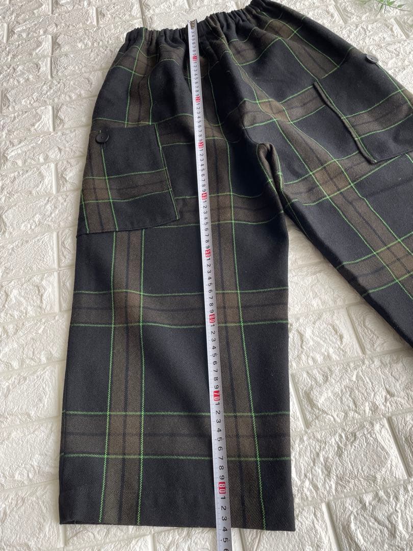 CRESCENクレッシェント　M チェック ワイド　ガウチョ　パンツ　ウール