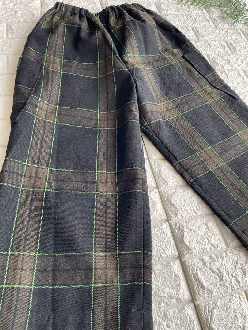 CRESCENクレッシェント　M チェック ワイド　ガウチョ　パンツ　ウール