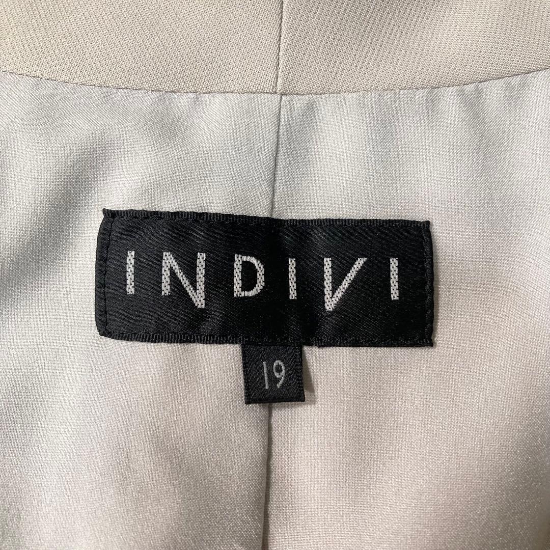 【大きいサイズ】【上19下17】 INDIVI ノーカラージャケット パンツ