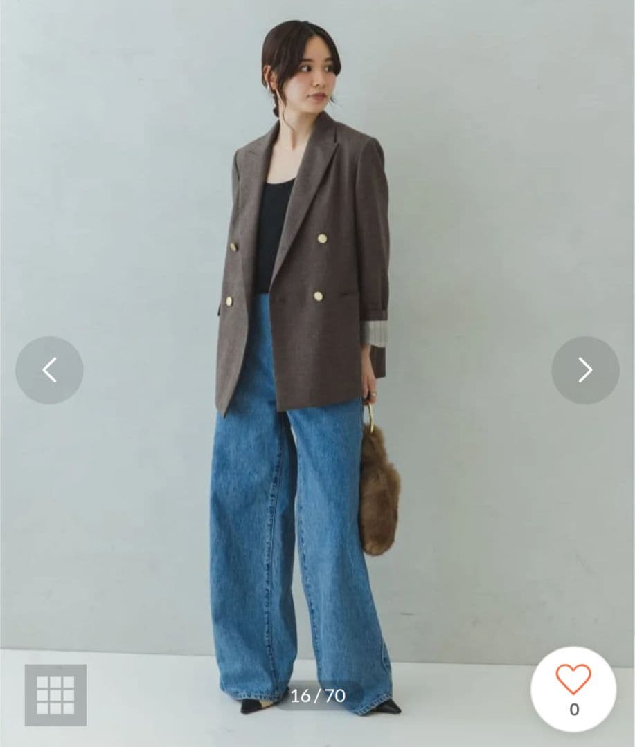 新品　NOBLE ブラウン ウールフラノジャケット　38