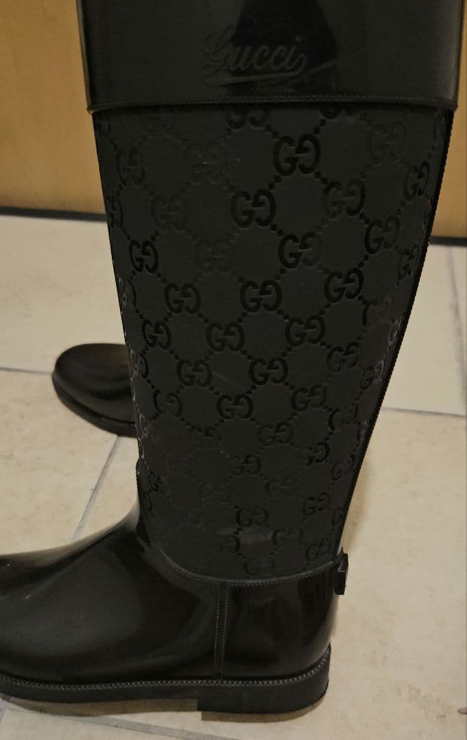 GUCCIブラックレインブーツ 長靴