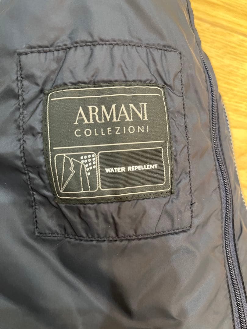 アルマーニ コレツィオーニ ダウンベスト ネイビー フード付き 美品 サイズ50