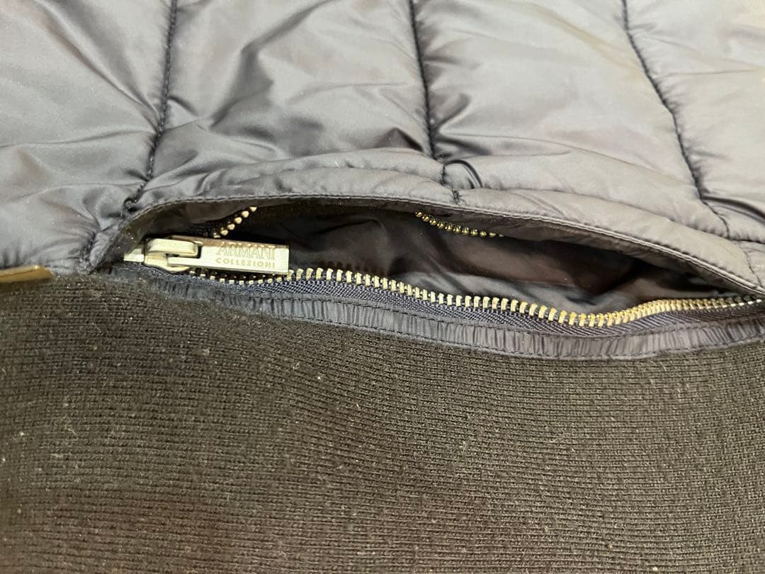 アルマーニ コレツィオーニ ダウンベスト ネイビー フード付き 美品 サイズ50