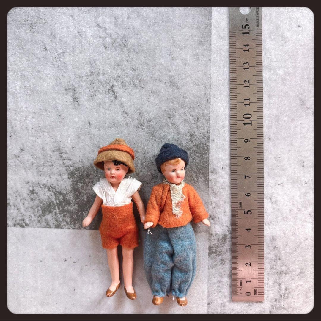 ヴィンテージ 小さな兄妹のビスクドール　２体セット ドールハウスドール