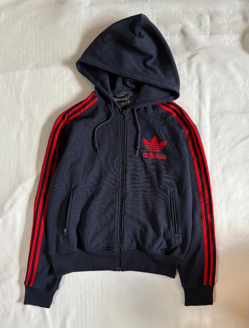 激レア90s adidasトレフォイルフロッキーパーカーy2kグランジ平成ギャル