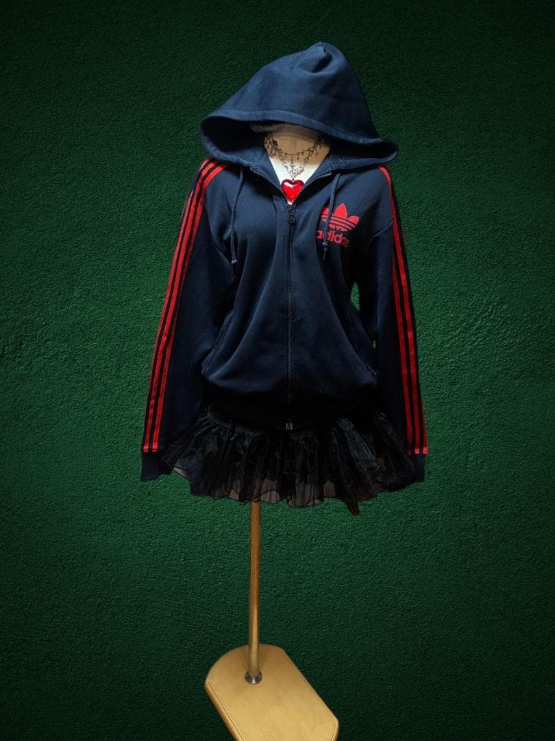 激レア90s adidasトレフォイルフロッキーパーカーy2kグランジ平成ギャル