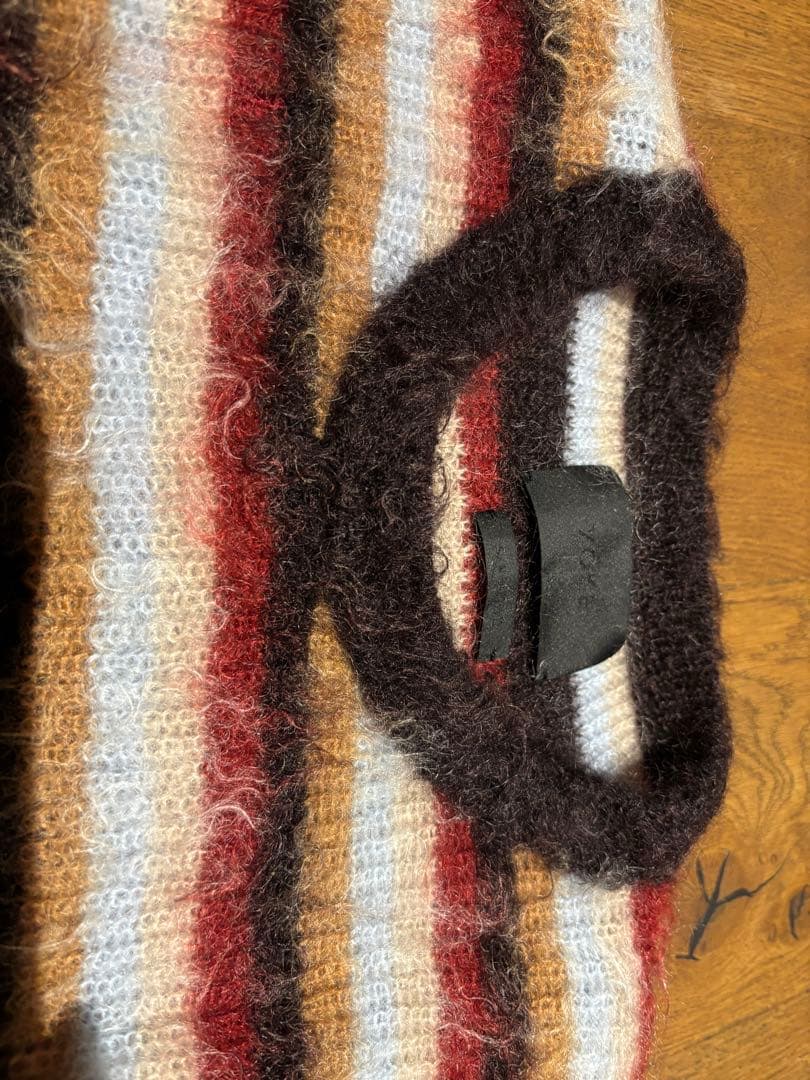 YOKE MOHAIR BORDER SWEATER BROWNxREDサイズ1