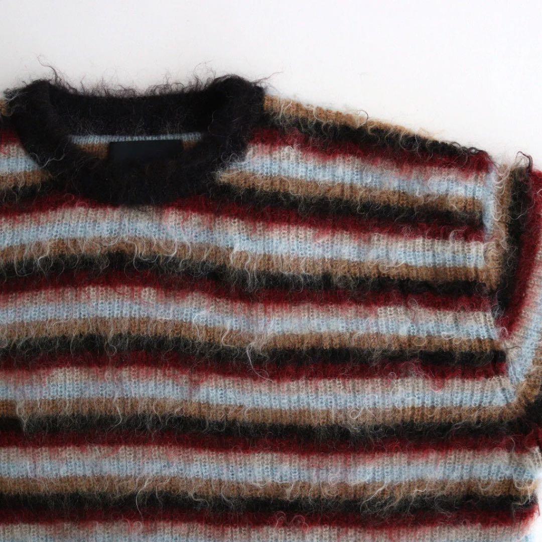 YOKE MOHAIR BORDER SWEATER BROWNxREDサイズ1