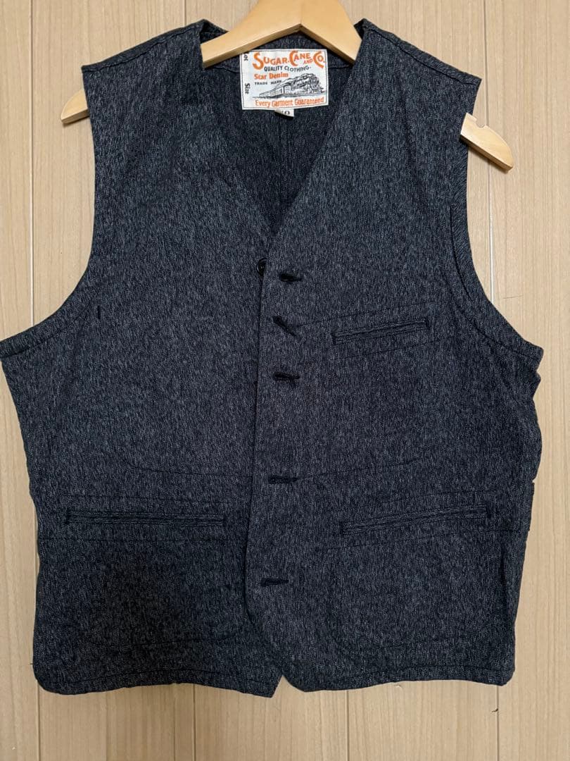 SUGAR CANE シュガーケーン◆ブラックコバート ワークベスト◆美品