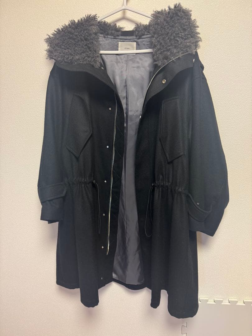 IENAイエナ ウーステッドフランネルモッズコート　モッズコート　ブラック