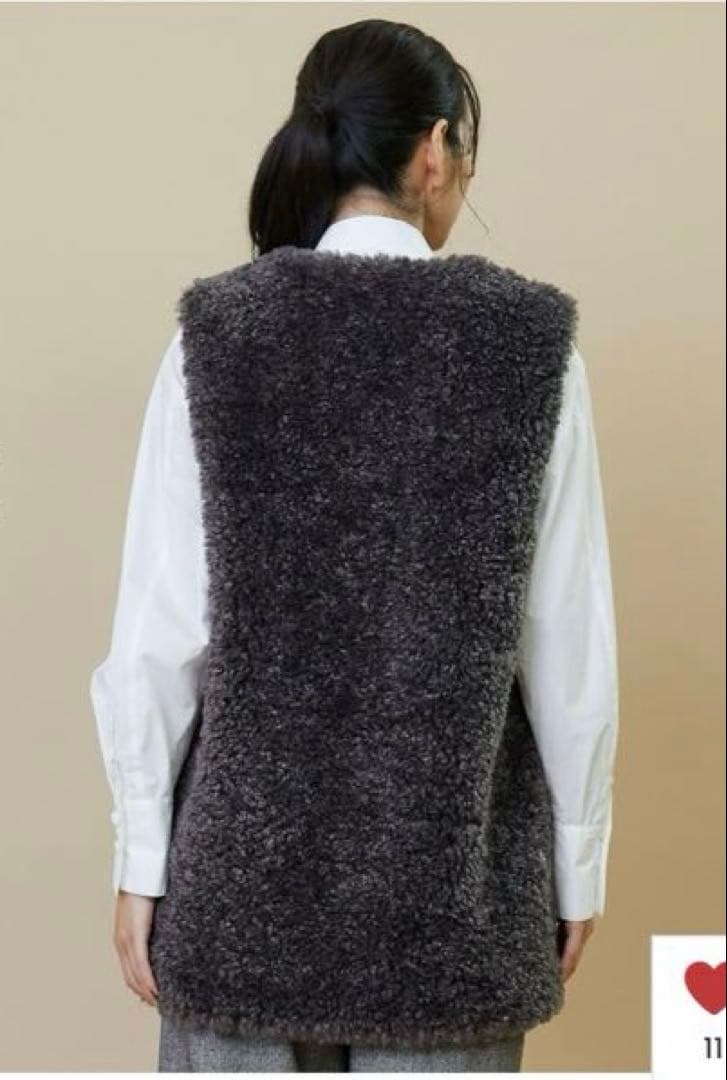 【美品】L'EQUIPE シープファーロングジレ チャコール完売品