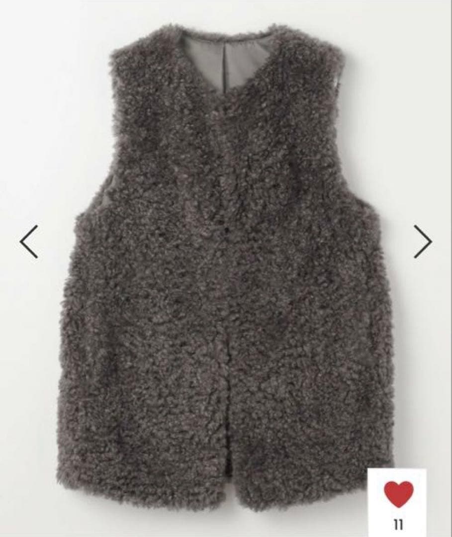 【美品】L'EQUIPE シープファーロングジレ チャコール完売品