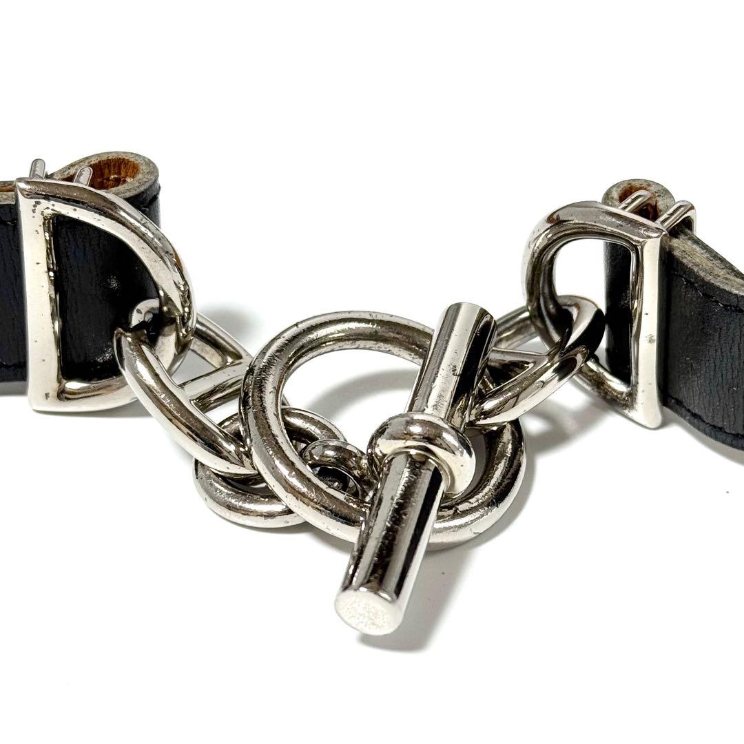 希少 HERMES エルメス マルジェラ期 ベルト シェーヌダンクル レザー 黒