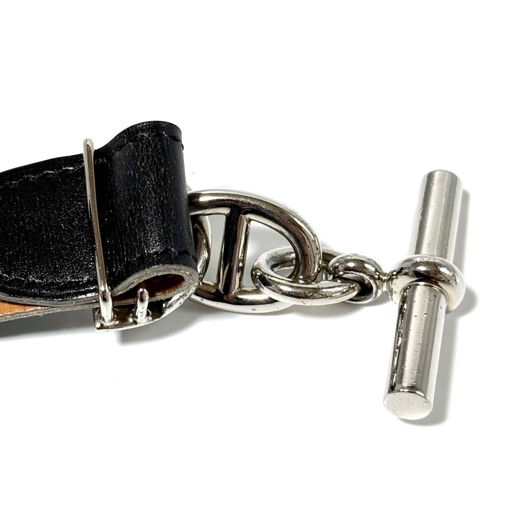 希少 HERMES エルメス マルジェラ期 ベルト シェーヌダンクル レザー 黒