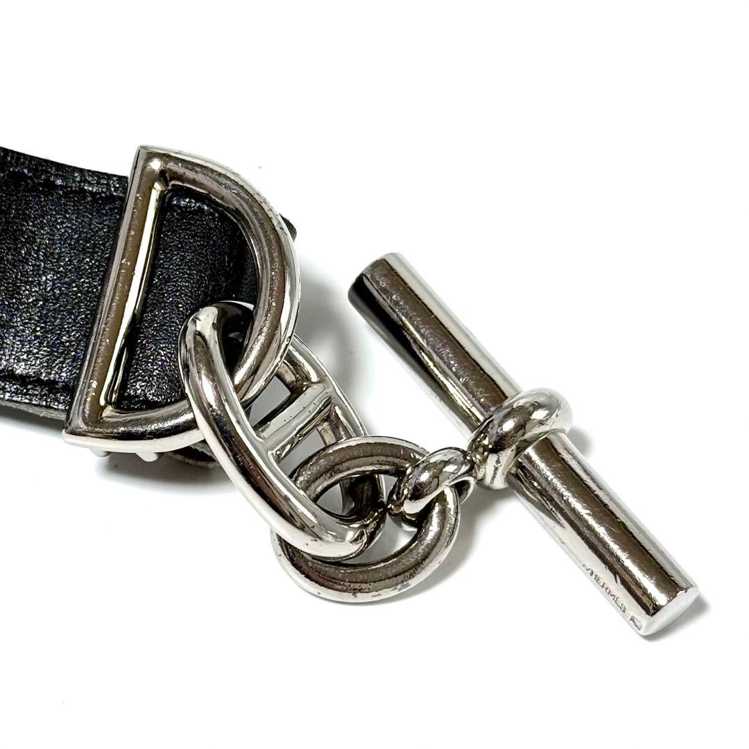 希少 HERMES エルメス マルジェラ期 ベルト シェーヌダンクル レザー 黒