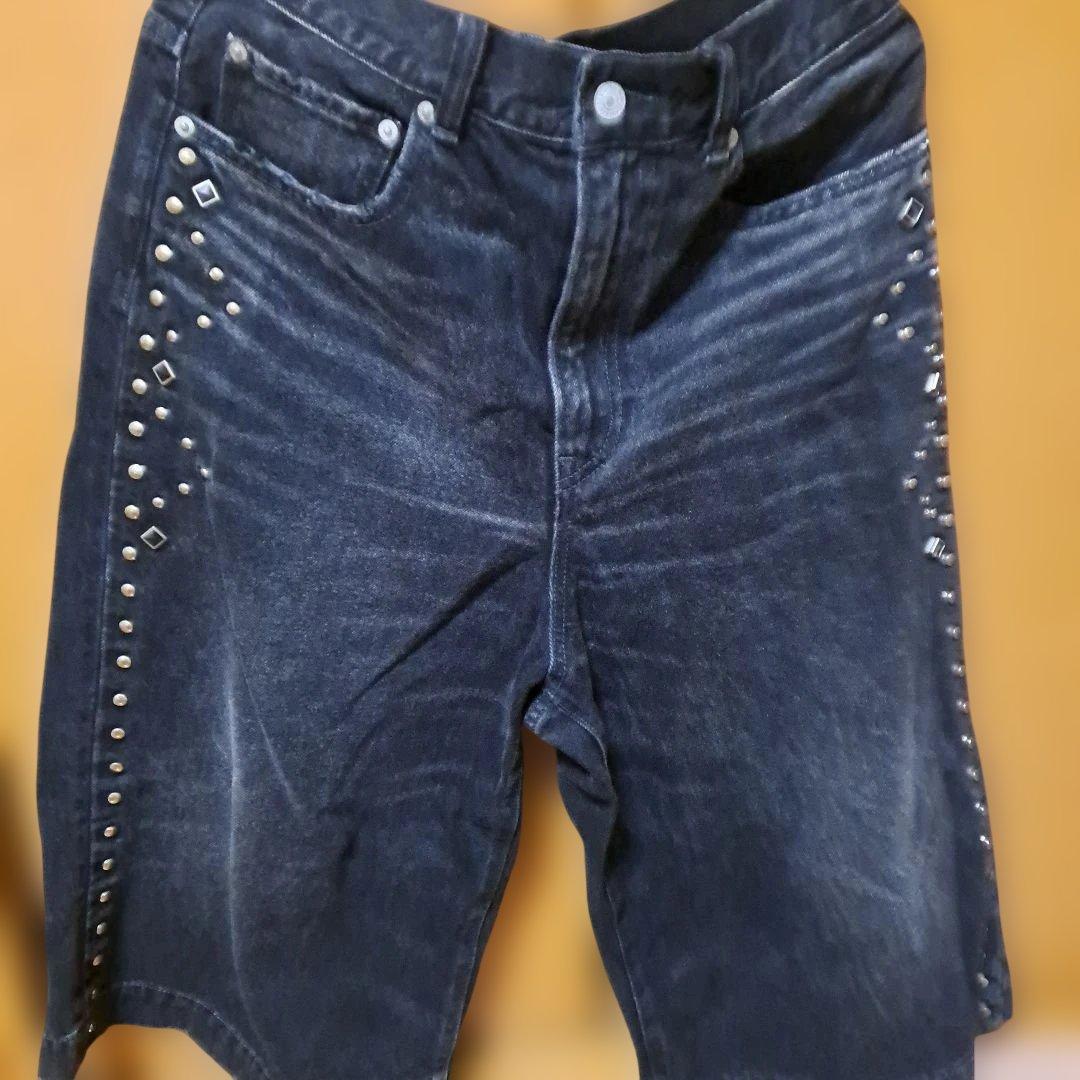 お値下げ最終今季RNA★スタッズラインルーズカットレングスパンツ