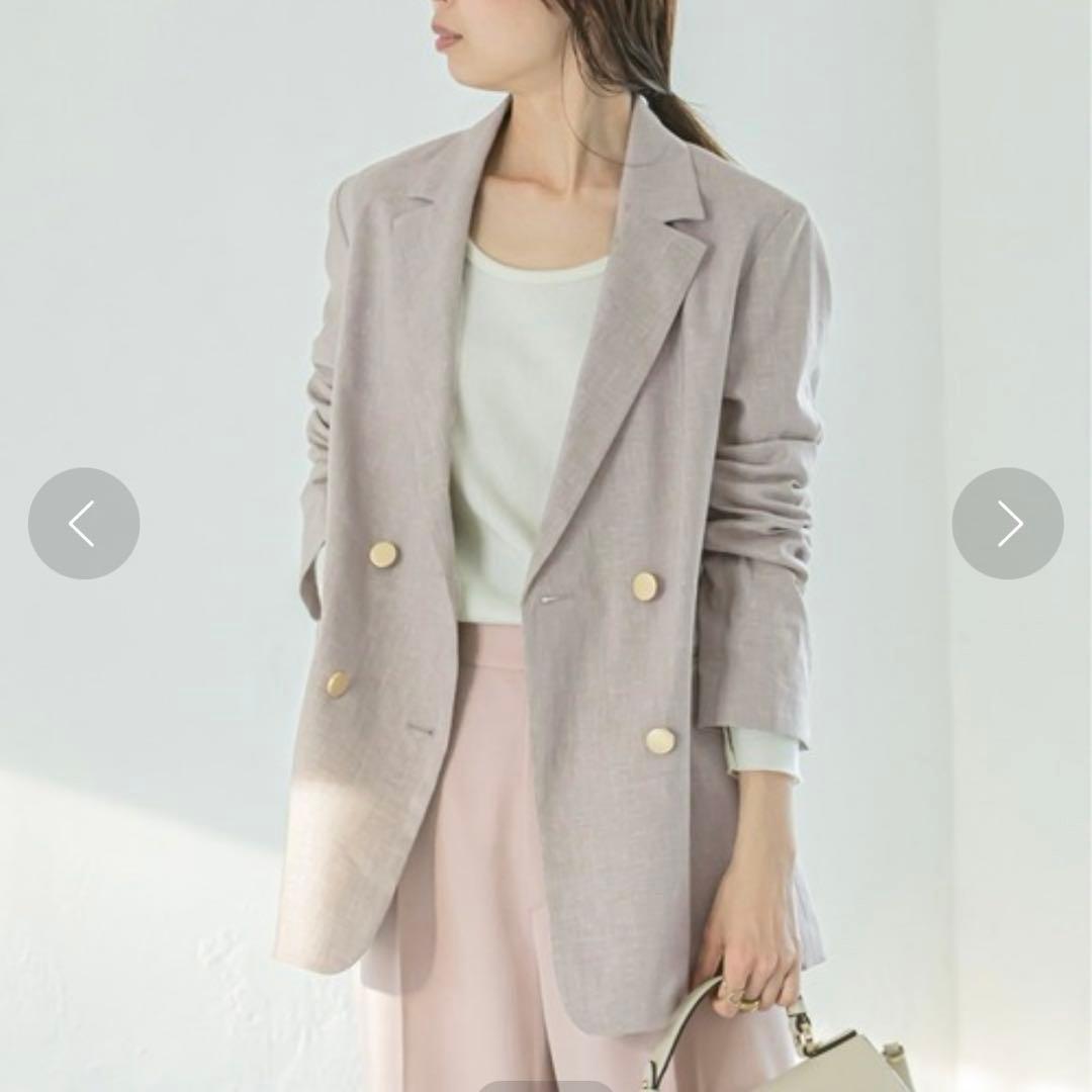 美品✨ NOBLE ノーブル リネン 金ボタン ダブル テーラードジャケット