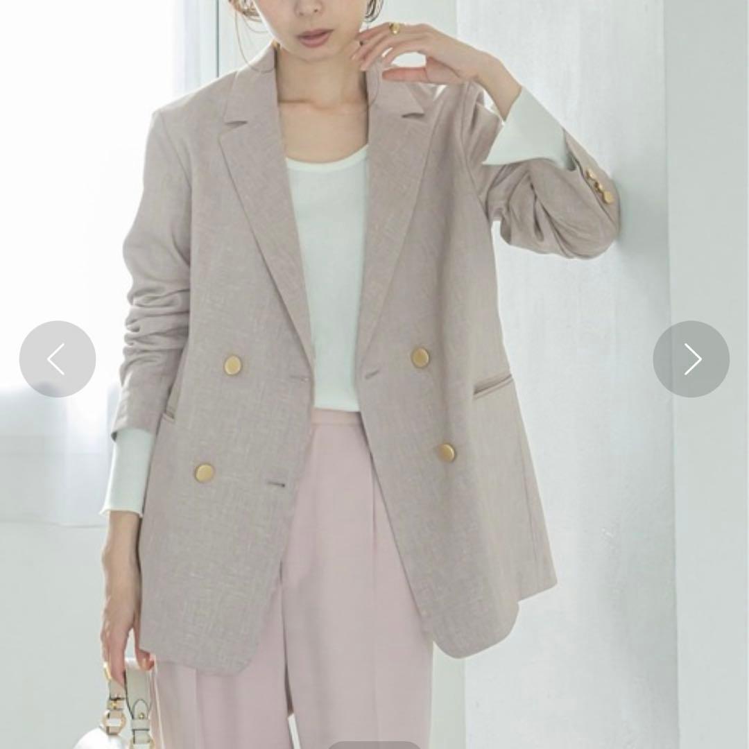 美品✨ NOBLE ノーブル リネン 金ボタン ダブル テーラードジャケット