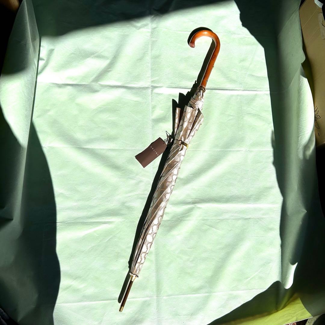 CELINE セリーヌ 日傘 雨傘パラソル トリオンフ柄ゴールド金具タグ付　新品