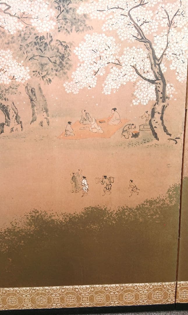 稀少 狩野常信筆 『芳野図屏風』 屏風 二枚折 フランクリン画廊 限定複製画